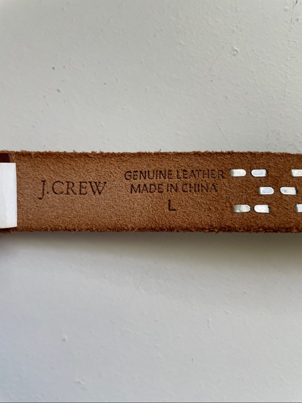 J. Crew Silver Tone Studded Brown Leather Skinny Belt Large Moto Biker Casual - Picture 8 of 9